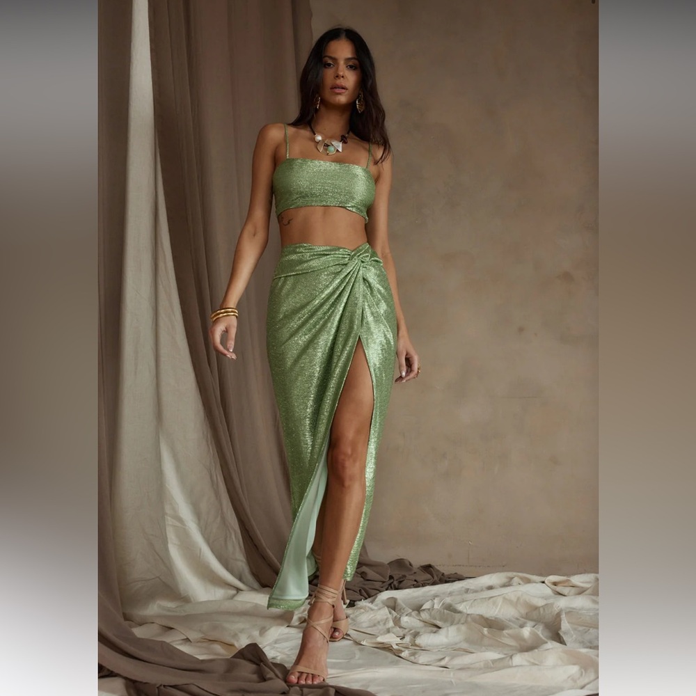 12th Tribe Shimmering Green Two-Piece Set